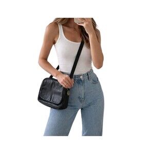 Stone Mountain Black Shoulder Bag Adjustable Strap Gold Hardware Small